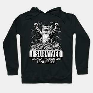 Tennessee Cicada Invasion Survivor Funny Cat Hoodie